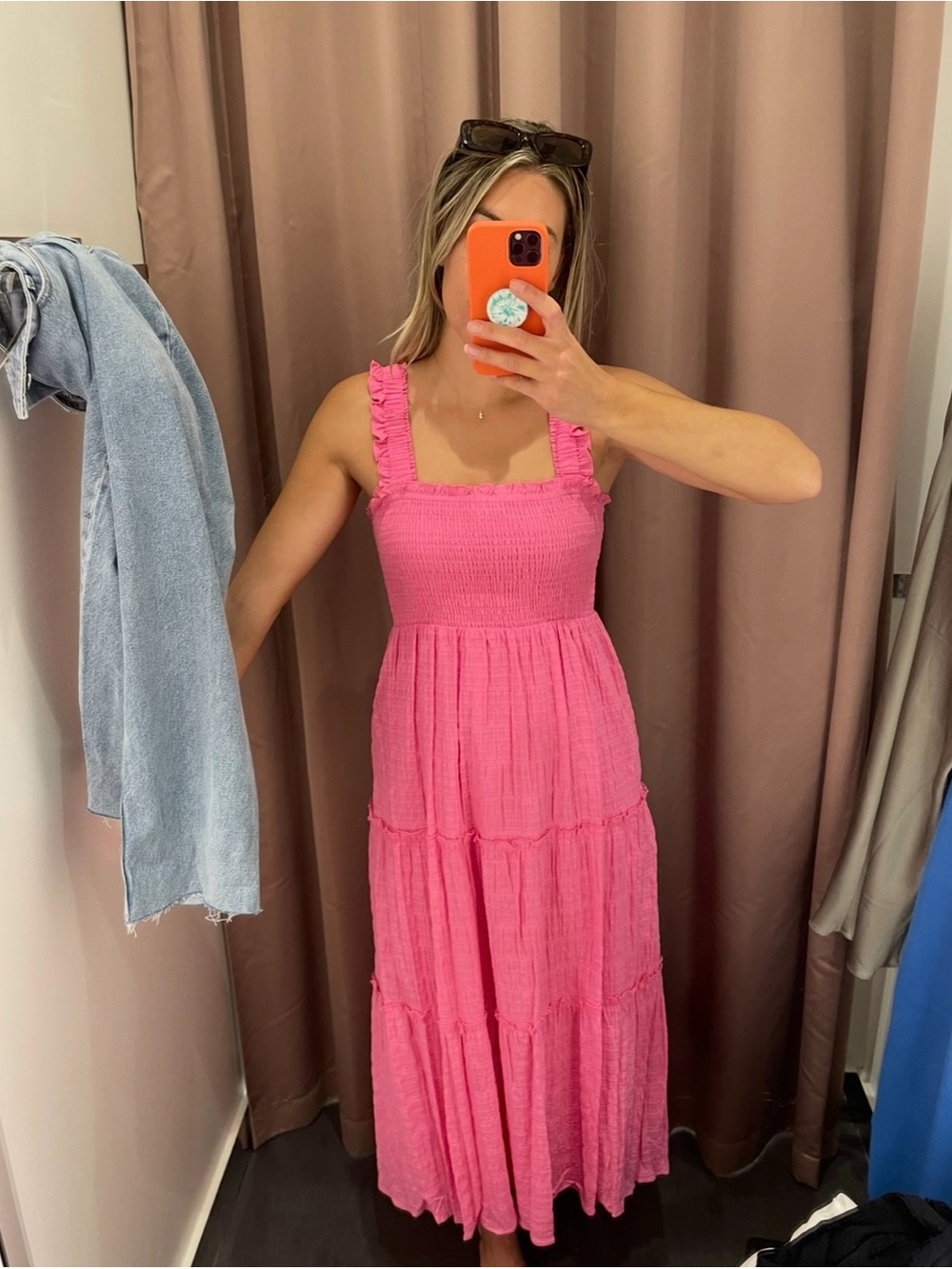 Ever New Bright Pink Smocked Tiered Maxi Dress